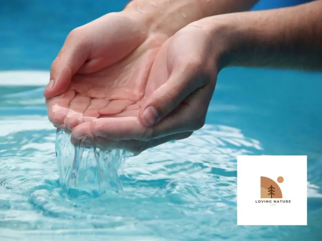 weighing water with hands